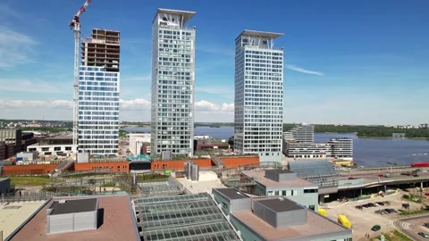 Helsinki Skyscrapers by Drone Stock Footage