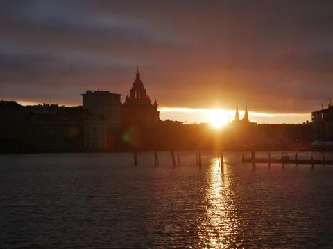 Helsinki sunset Stock Photos