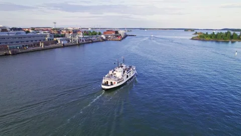 Helsinki Suomenlinna Ferry Tracking, by drone Stock Footage 167073157