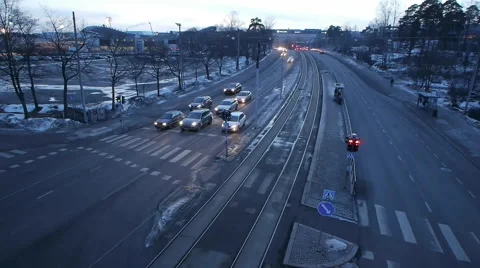 Helsinki traffic time lapse, 360° shutter = 100% fluid motion Stockbeeldmateriaal 46428489