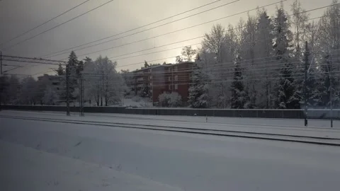 Helsinki winter from train window Stock Footage 168145460