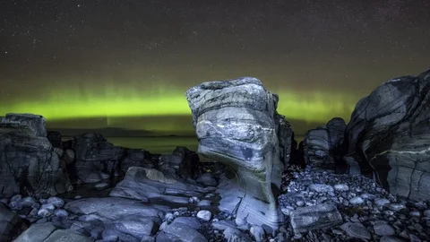 Helvete with Northern Lights Stock Footage 87775651