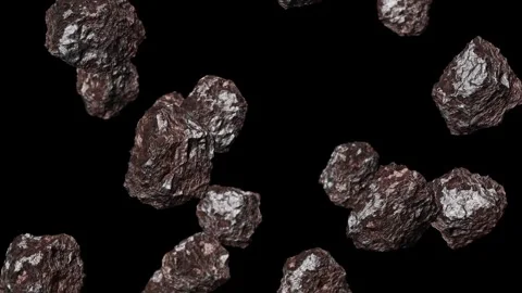 Hematite or haematite ore chunks aka as iron ore falling from the top in UHD 스톡 동영상 266087809