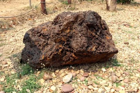 Hematite stone, stone surface with layers of Hematite and layers of Quartz. I Stock Photos