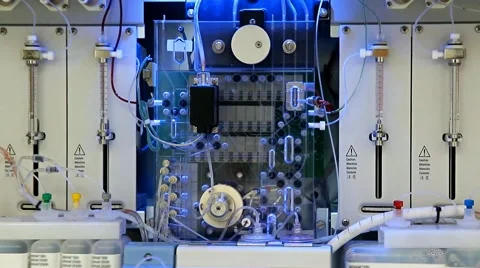 Hematology analyzer machine automatically working for test complete blood count Stock Footage 45620130