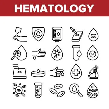 Hematology Collection Elements Icons Set Vector Stock Illustration