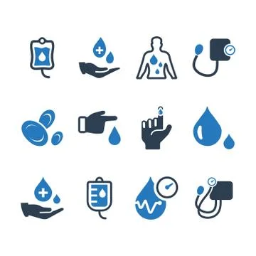 Hematology Icons - Blue Version Stock Illustration