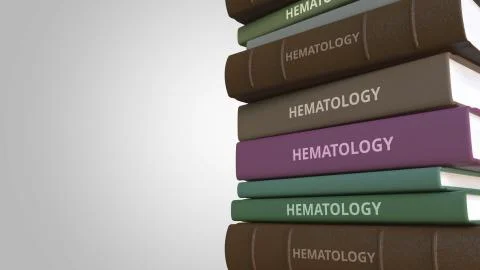 HEMATOLOGY title on the stack of books, conceptual 3D rendering イラスト素材
