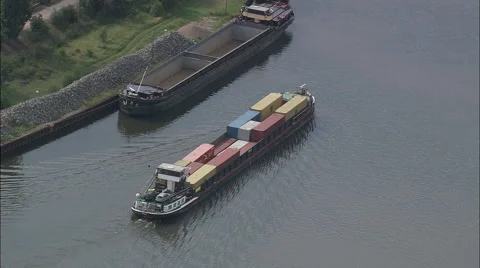 Hemelingen Docks On River Weser Stock Footage 65380397