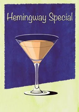 Hemingway Special Cocktail Printable Wall Art Poster Stock Illustration