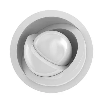 Hemispheres and ball on white background. Isolated 3D illustration Stock Illustration