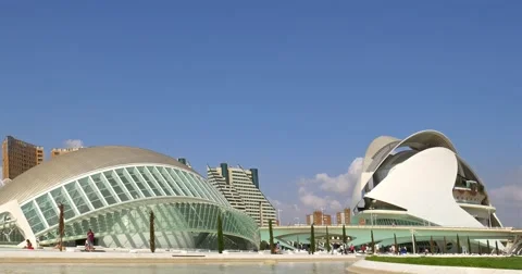 Hemispheric and Reina (Queen) Sofia Palace of Arts of City of Arts and Sciences Stock Footage 67576842