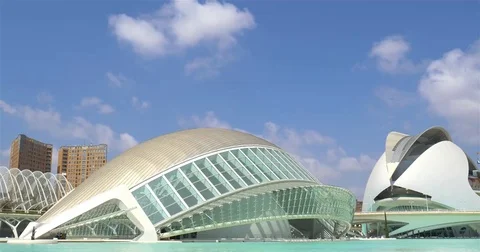 Hemispheric and Reina (Queen) Sofia Palace of Arts of City of Arts and Sciences Stock Footage 69213552
