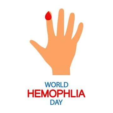 Hemophilia world day hand drop of blood Stock Illustration