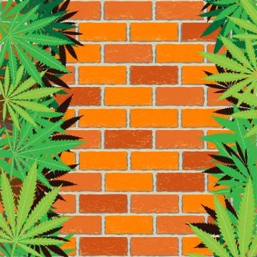 Hemp and brick wall background Stock Illustration