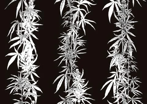 Hemp, Cannabis seamless pattern, background. Stock Illustration