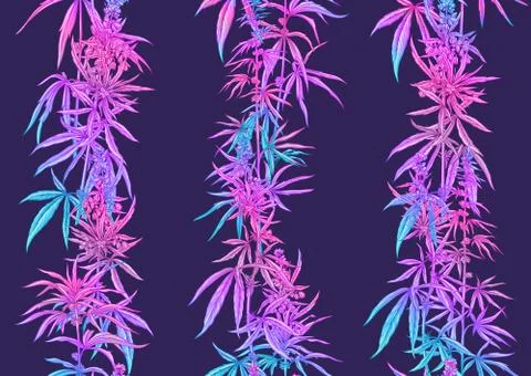 Hemp, Cannabis seamless pattern, background. Stock Illustration