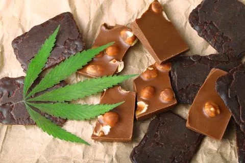 Hemp Chocolate Chip Cookies with THC and CBD. Organic Marijuana Chocolate Chu Stock Photos