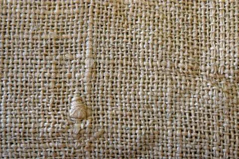 Hemp cloth fabric material pattern with imperfections in weaving Stock Photos