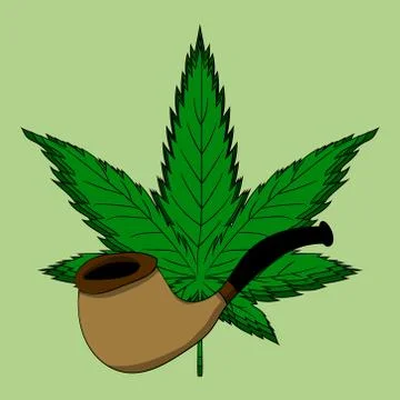Hemp leaf. Dependence on marijuana. Vector illustration. Hand drawing. Stock Illustration