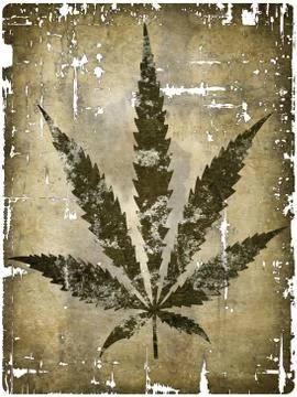 Hemp leaf on grunge background - illustration Stock Illustration