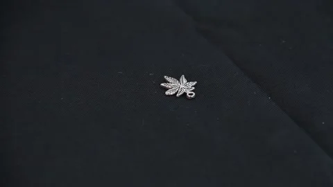 Hemp Leaf Pin on table Stock Footage 150802869