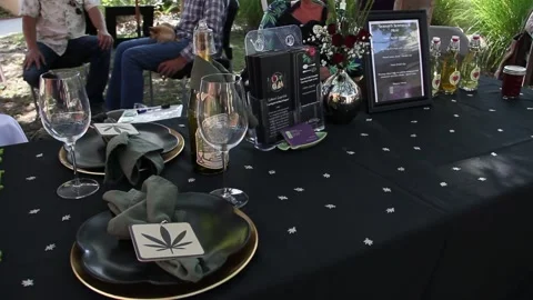 Hemp leaf table Stock Footage 150802703