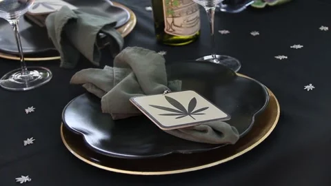 Hemp leaf table products Stock Footage 150802083