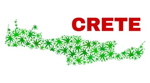 Hemp Leaves Collage Crete Map Stock Illustration