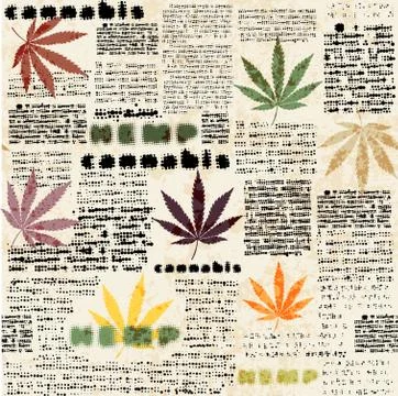 Hemp leaves newspaper Stock Illustration