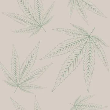 Hemp leaves seamless pattern Stock Illustration