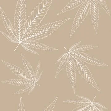 Hemp leaves seamless pattern Stock Illustration