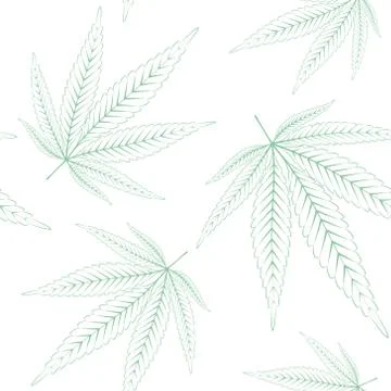 Hemp leaves seamless pattern Stock Illustration
