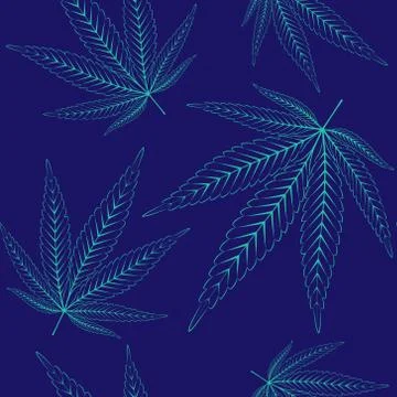 Hemp leaves seamless pattern Stock Illustration