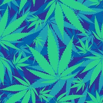 Hemp leaves seamless pattern Stock Illustration