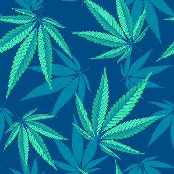 Hemp leaves seamless pattern Illustrazione stock