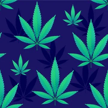 Hemp leaves seamless pattern Stock Illustration