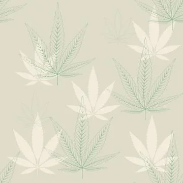 Hemp leaves seamless pattern Stock Illustration