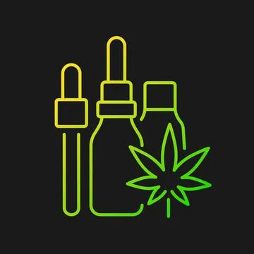 Hemp oil tincture gradient vector icon for dark theme Stock Illustration