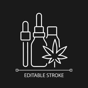 Hemp oil tincture white linear icon for dark theme Stock Illustration