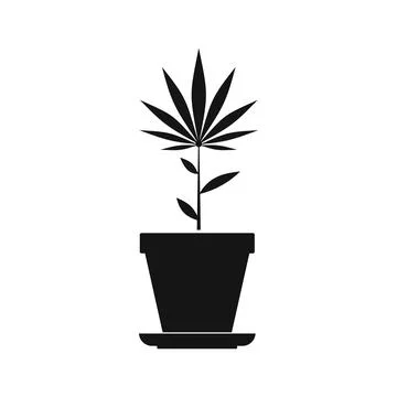 Hemp pot icon, black simple style Stock Illustration