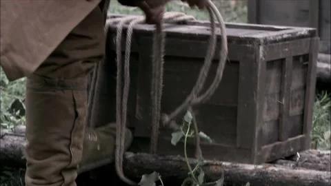 Hemp rope binding supplies Stock Footage 261633191