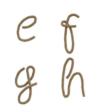 Hemp rope lower case letters alphabet - letters e-h Illustration
