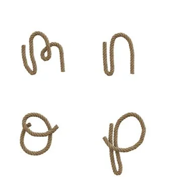 Hemp rope lower case letters alphabet - letters m-p Stock Illustration
