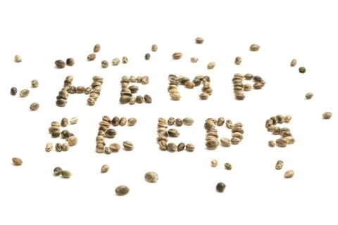 Hemp seeds text Foto stock
