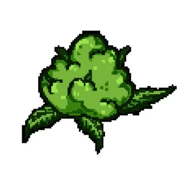 Hemp weed bud pixel art vector illustration Stock Illustration
