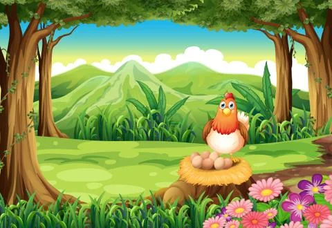 A hen above the stump Illustrazione stock