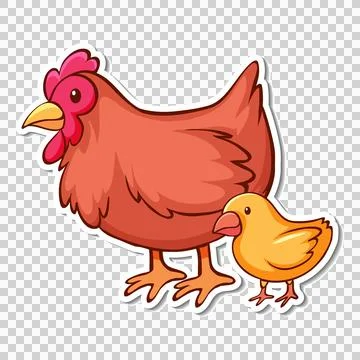 Hen and Chick Illustration 스톡 일러스트