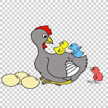 Hen and Chickens Stock Illustration