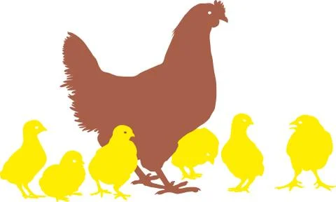 Hen and chicks Stock Illustration